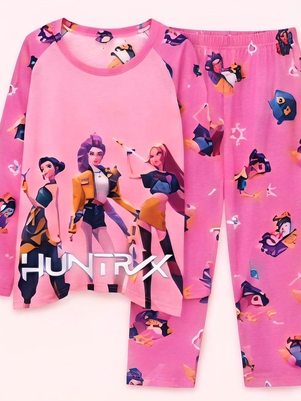 Girls Pink K-Pop Demon Hunters HUNTR/X 2-Piece Long Sleeve Pajama Set